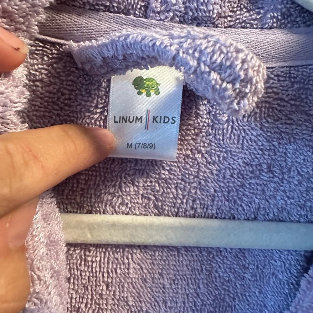 Children's Lavender Hooded Terry Robe with Ruffle Trim